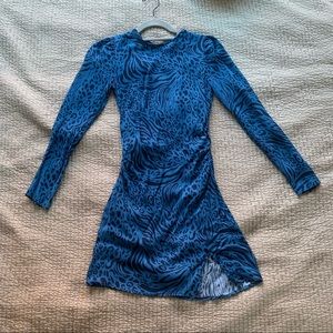Cara Reformation Dress in Blue Leopard